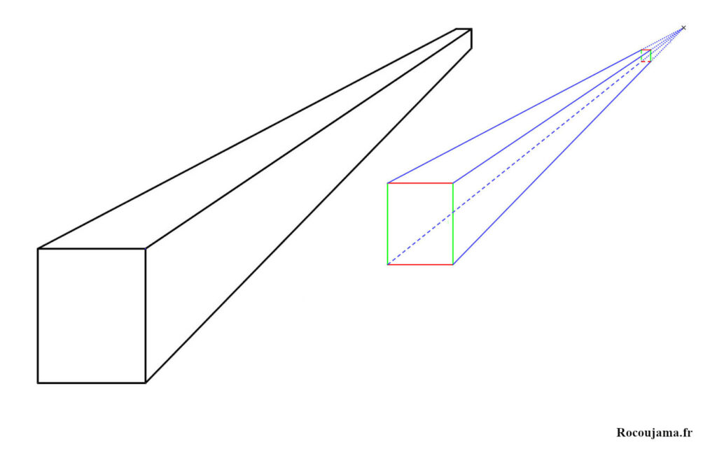 Pavé droit en 3D avec un point de fuite